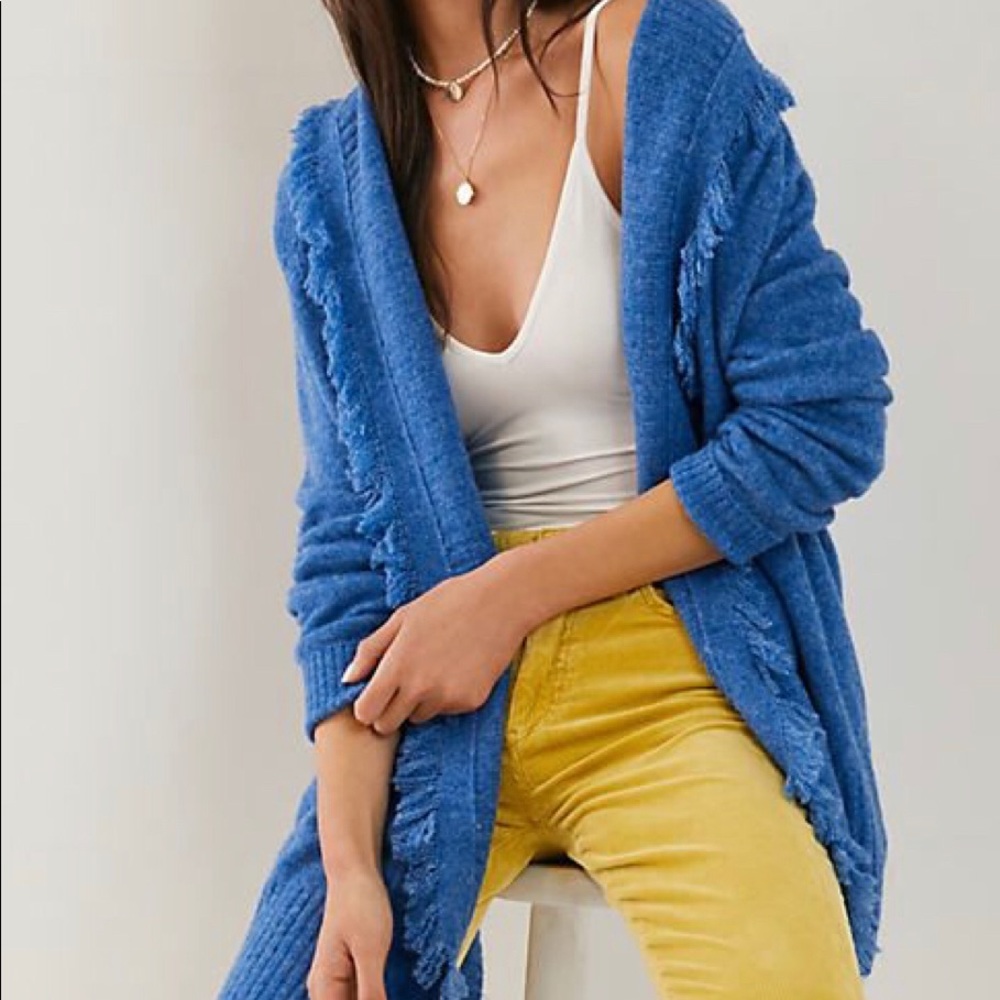 Anthropologie Blue Cardigan Sweater, Size Large - Picture 3 of 13